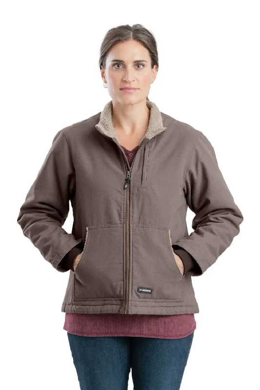 Women's Athletic Apparel Berne Tuscan 100% Cotton Womens Sherpa Softstone Duck Jacket