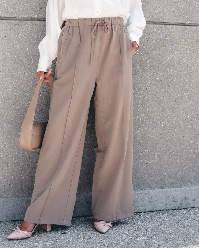 Sale Clearance Muse By Magnolia Mocha Drawstring Wide Leg Pants - FINAL SALE