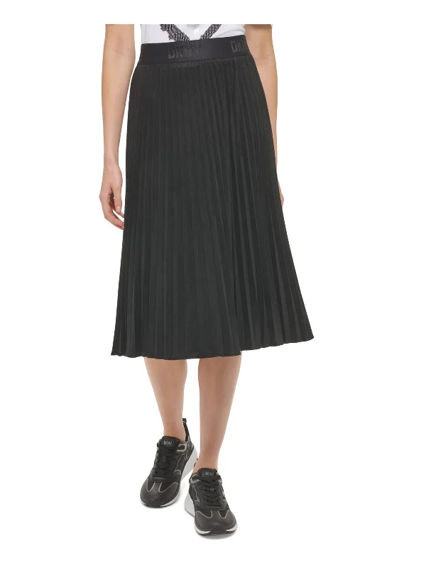 Chic Clothing For Women Womens Faux Suede Midi Pleated Skirt