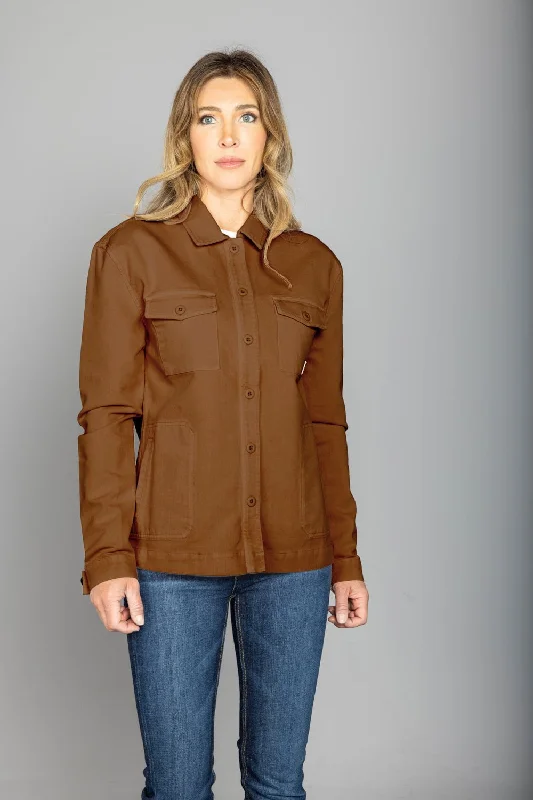 Comfortable Casual Wear Kimes Ranch Womens Cloverleaf Shirt Work Wear Brown 100% Cotton Cotton Jacket