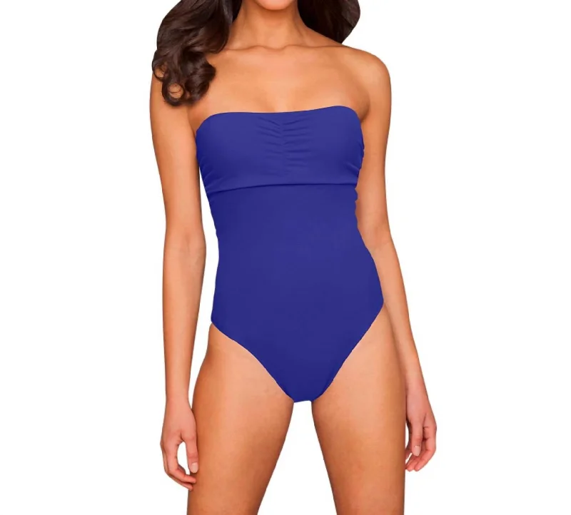 Best Online Boutiques Underwire Bandeau One Piece Swimsuit In Blue