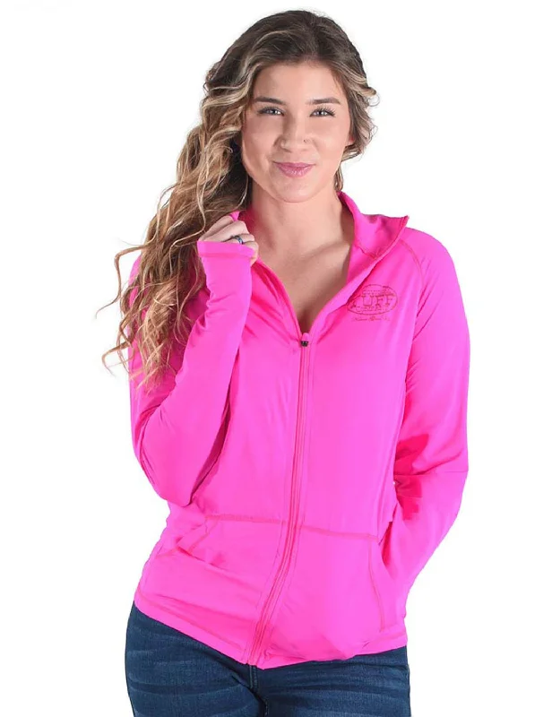 Women's Evening Attire Cowgirl Tuff Womens Cooling UPF Hot Pink Nylon Softshell Jacket