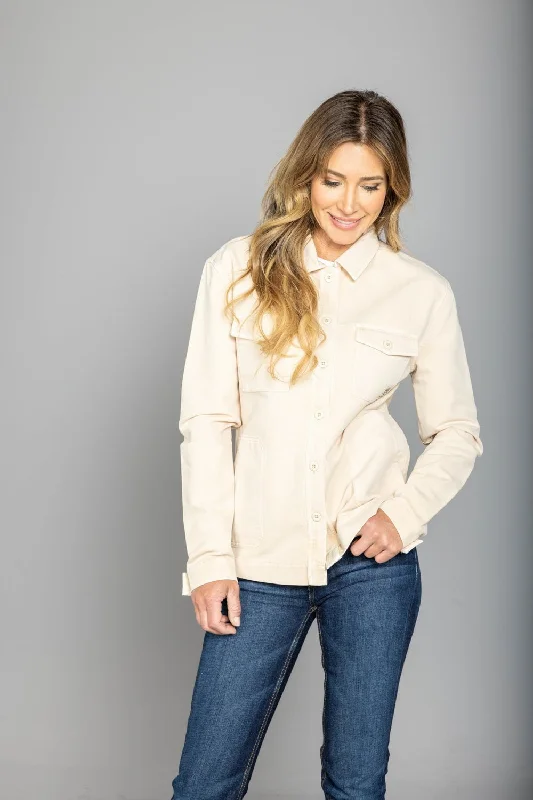 Stylish Everyday Clothing Kimes Ranch Womens Cloverleaf Shirt Off White 100% Cotton Cotton Jacket