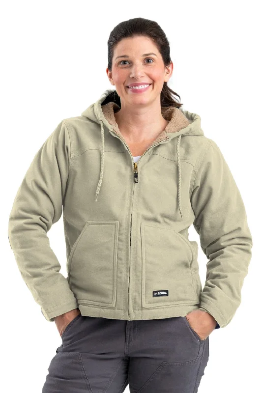 Women's Evening Apparel Berne Sand 100% Cotton Womens Softstone Hooded Coat Sherpa