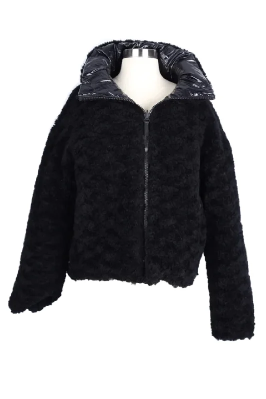 Contemporary Women's Clothing Reversible Fur/Poly Down Puffer Jacket