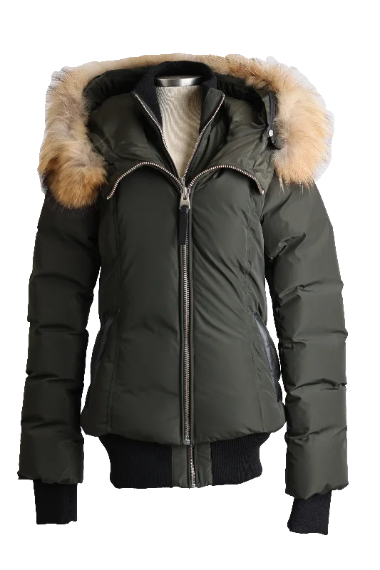 Clothes Woman Romane Down Bomber Jacket W/ Fur Hood