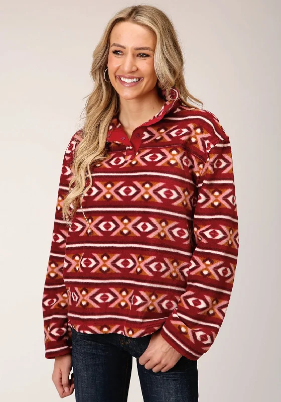 Stylish Women's Garments For Holidays Roper Womens Berry Polyester Aztec Fleece Jacket