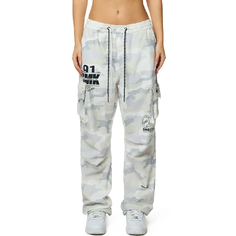 Affordable Fashion Clothing For Women Slouched Straight Pants - Oatmeal Camo