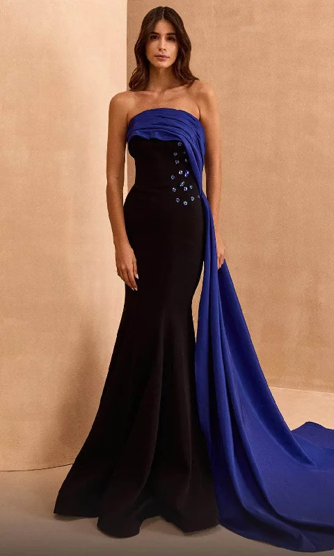 Best Online Women's Boutiques MNM Couture V07378 - Two-Toned Mermaid Evening Gown