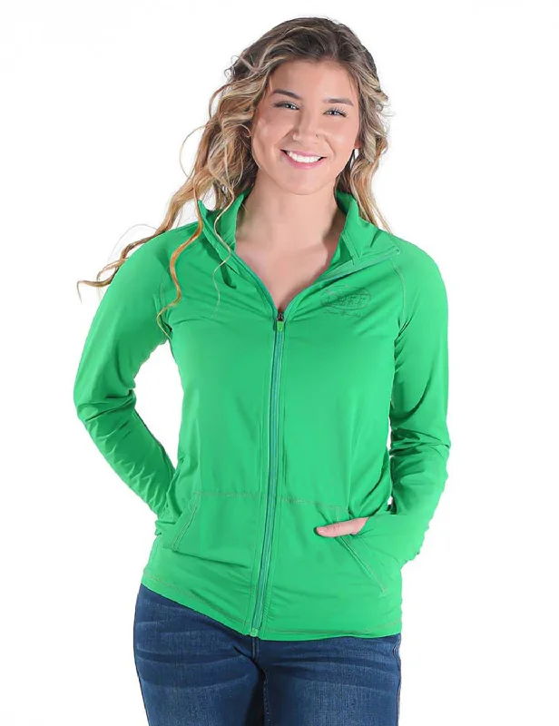 Women's Casual Attire Cowgirl Tuff Womens Cooling UPF Money Green Nylon Softshell Jacket