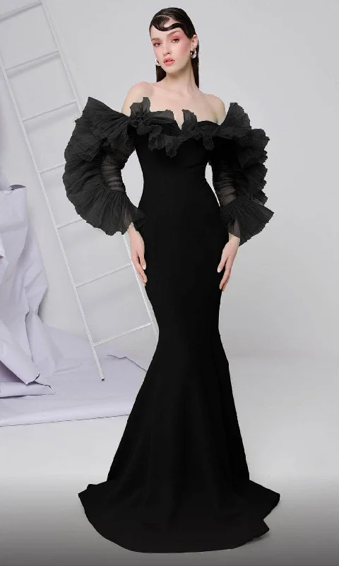 Boutique Dress Online MNM Couture F02850 - Ruffle Trimmed Evening Gown