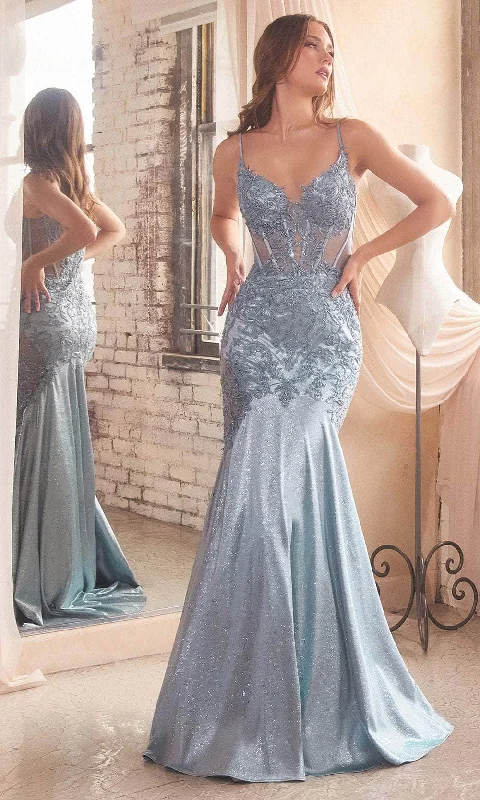 Women's Work Apparel Cinderella Divine CDS470 - Illusion Gown Adorned with Beaded Appliques