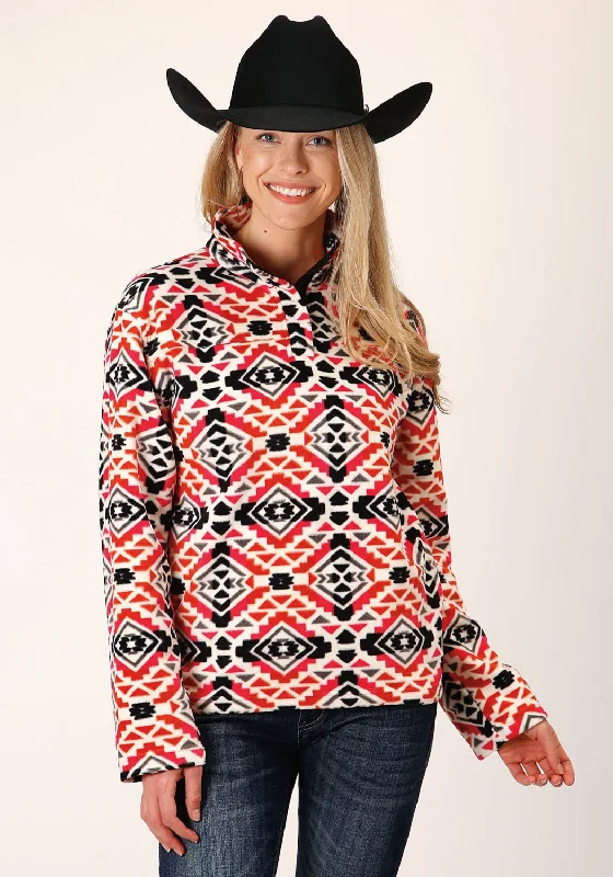 Chic Women's Outfit Roper Womens Aztec Print Orange/Black Polyester Fleece Jacket