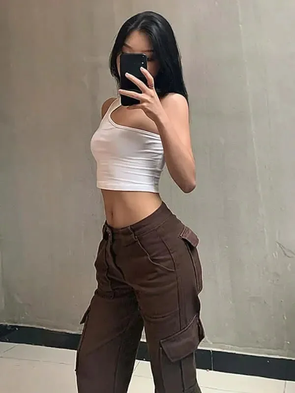 Fashionable Women's Clothing Casual Wide Leg Women Cargo Pants