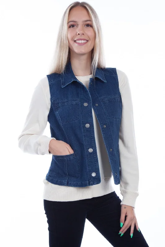 Fashionable Women's Casual Apparel Scully Womens Denim Cotton Blend Princess Vest