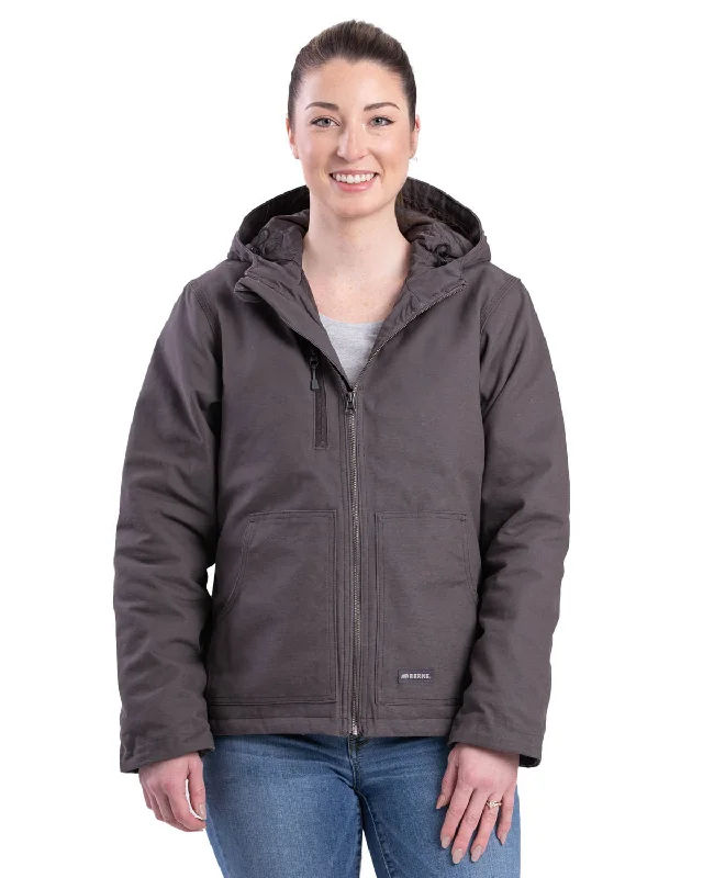 Casual Clothing For Women Berne Ladies Titanium 100% Cotton Ladies Hooded Jacket