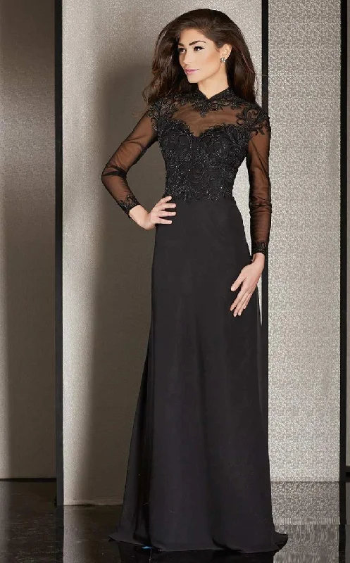 Women's Activewear Outfit Clarisse - Illusion Long Sleeved Formal Gown M6212