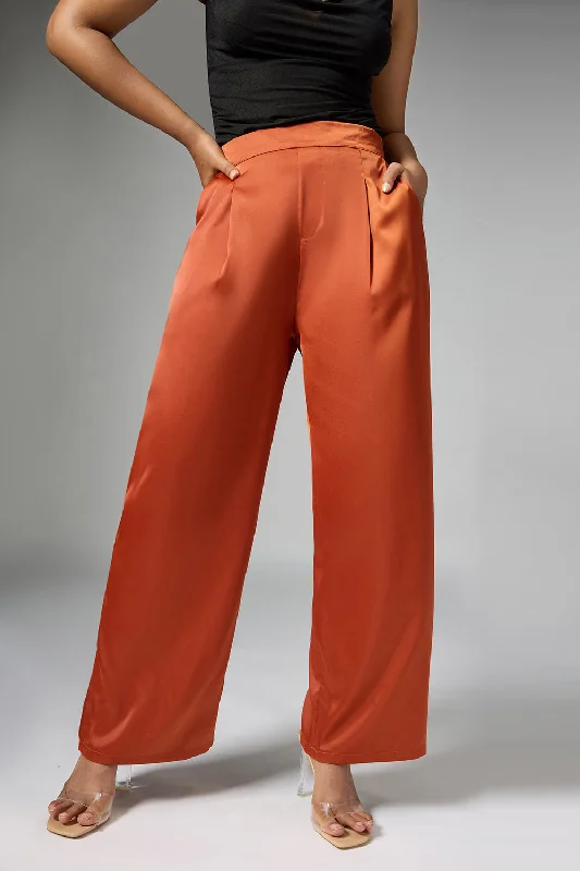 Bundle Offer Caramel Rust Satin Straight Korean Pants