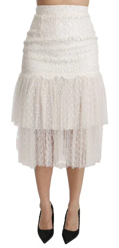 Women's Outerwear Attire Dolce & Gabbana Elegant  Lace High-Waist Women's Skirt