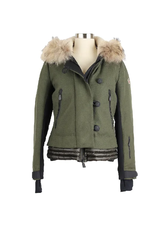 Online Boutiques Clothing Bonneval Wool Down Ski Jacket W/ Fur Hood