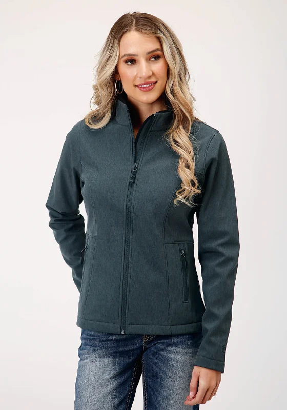 Women's Activewear for Exercise and Sports Roper Womens Zip Grey Polyester Softshell Jacket