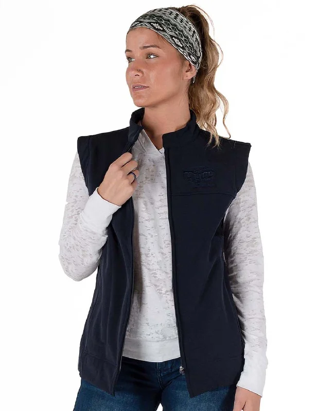 Women's Elegant Formal Outfit Cowgirl Tuff Womens Stretch Navy Nylon Softshell Vest