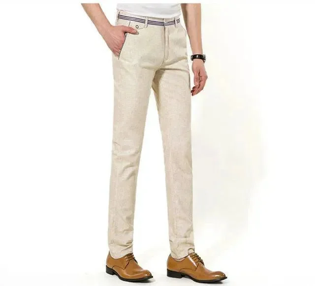 Women's Stylish Outerwear Slim Fit Casual Linen Pants For Men