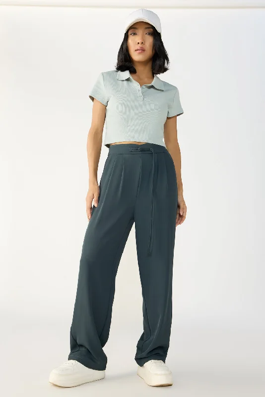 Online Boutiques Affordable Anchor Grey Knotted Waist Korean Pants