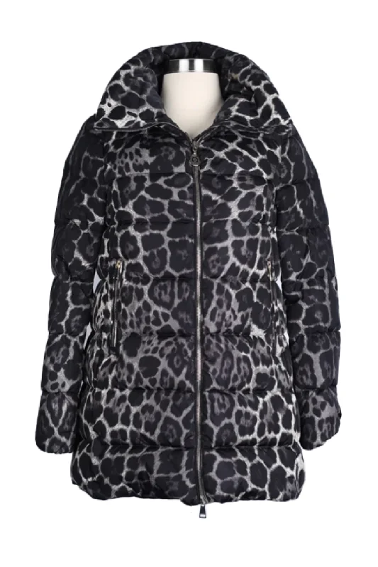 Fashionable Dresses for Women High Neck Leopard Print Down Parka