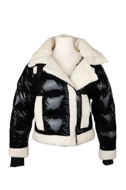 Women's Athletic Garments Shearling Puffer Jacket-Black