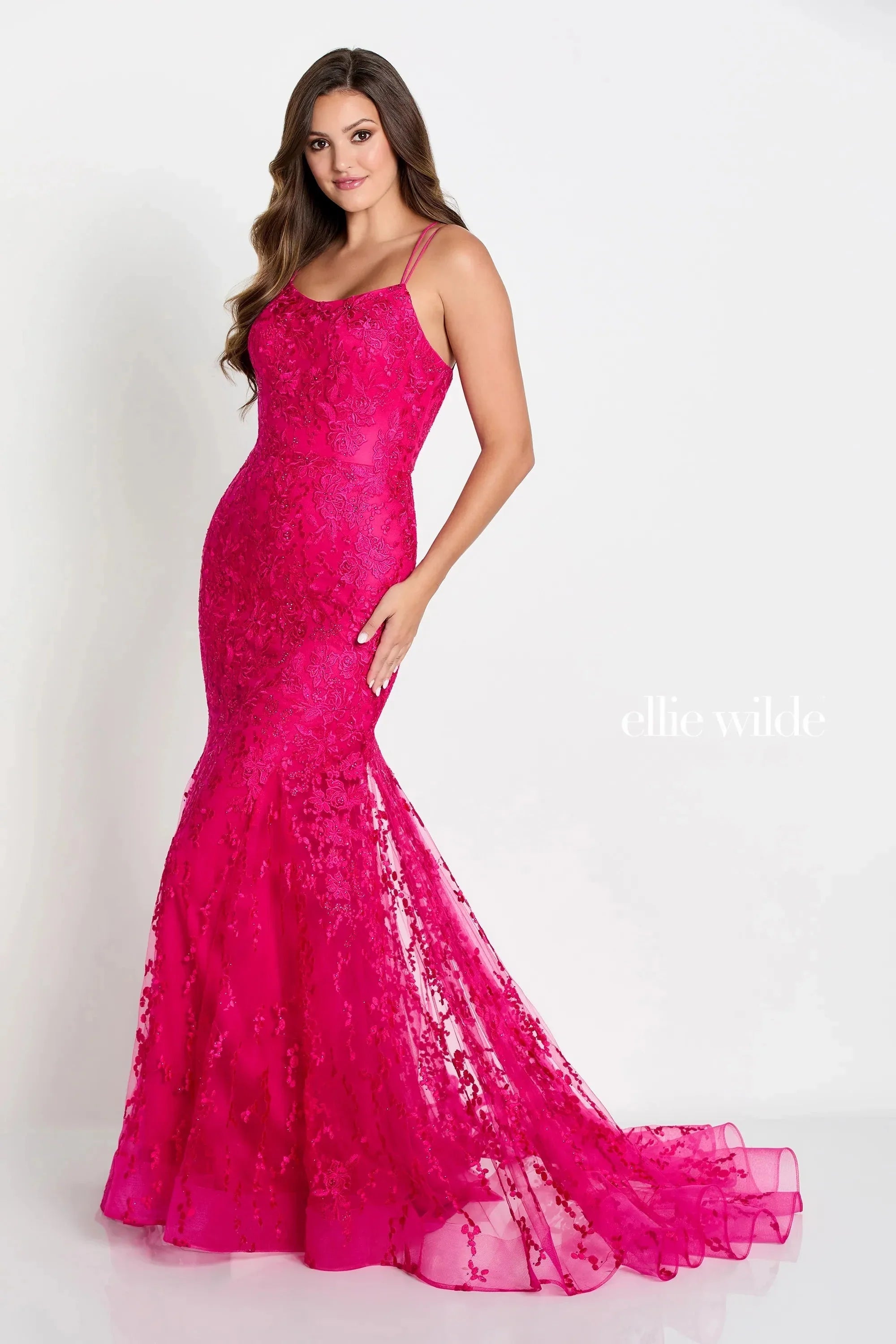 Sustainable Fashion Clothing For Women Ellie Wilde EW122032 - Embroidered Lace Mermaid Gown