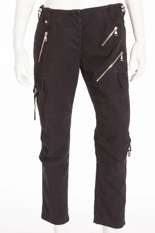 Sustainable Fashion Clothing For Women Balmain - Black Pants with Zippers & Spikes - FR 38