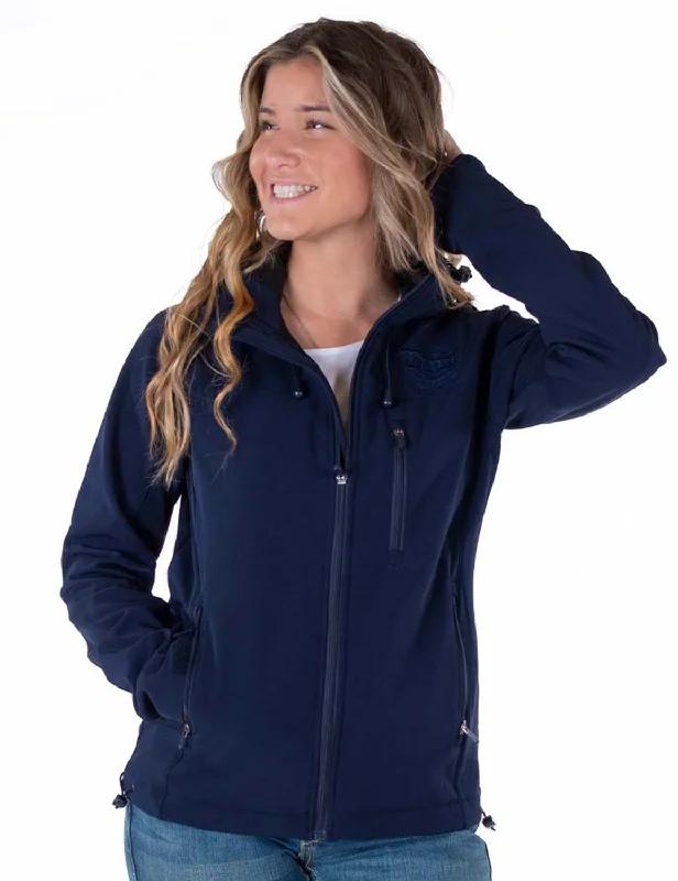 Women's Vintage-Inspired Outfit Cowgirl Tuff Womens Stretch Navy Nylon Softshell Jacket