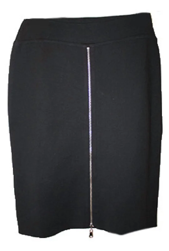 Best Online Clothing Boutiques Zippered Midi 25' Skirt In Black/silver