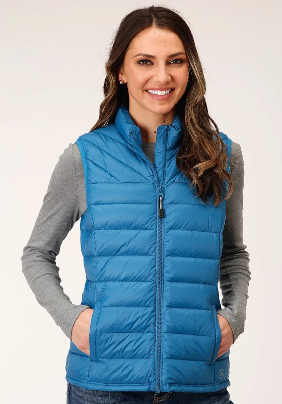 Women's High-Fashion Attire Roper Womens Crushable Down Filled Teal 100% Nylon Softshell Vest