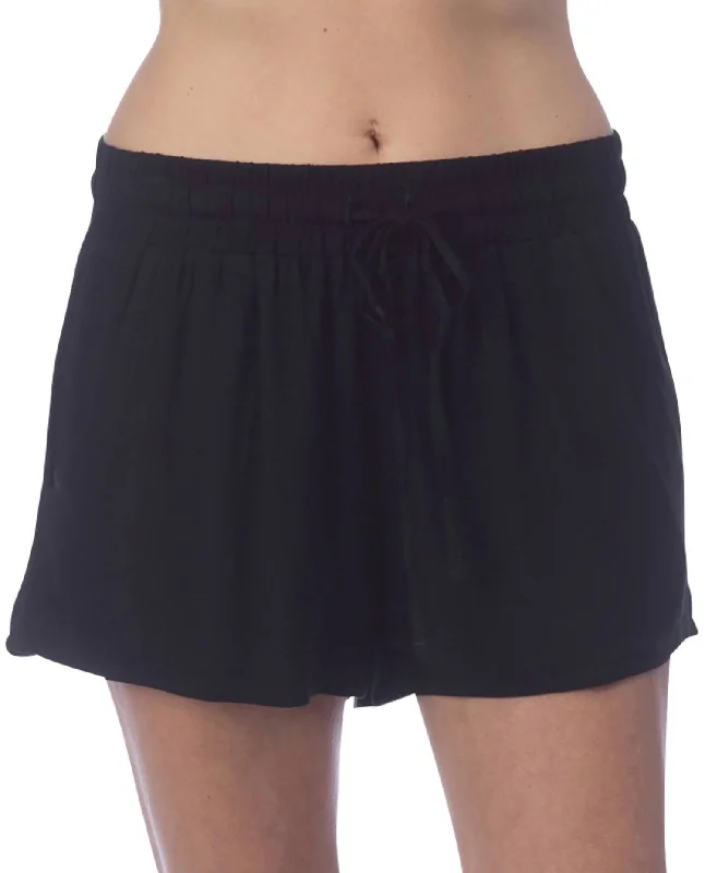 Women Clothes Drawstring Beach Short In Black