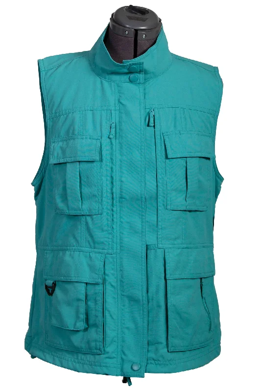 Affordable Luxury Women's Apparel Scully Womens Teal Nylon Petite Pocket Vest