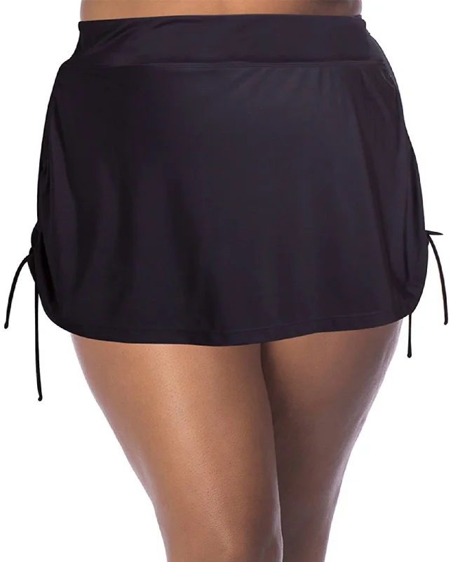 Women's Night-Out Outfit Plus Size Adjustable Sides Swim Skirt In Black