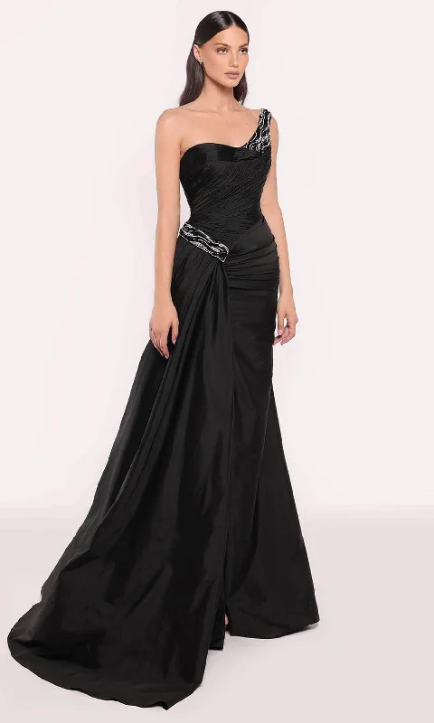 Women's Casual Clothing For Lounging Tarik Ediz 98742 - Shirred One Shoulder Evening Gown