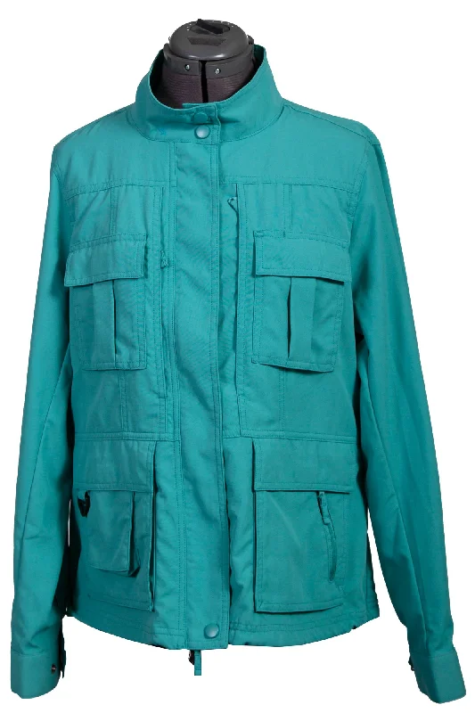 Women's Clothes Scully Womens Teal Nylon Multi-Pocket Jacket