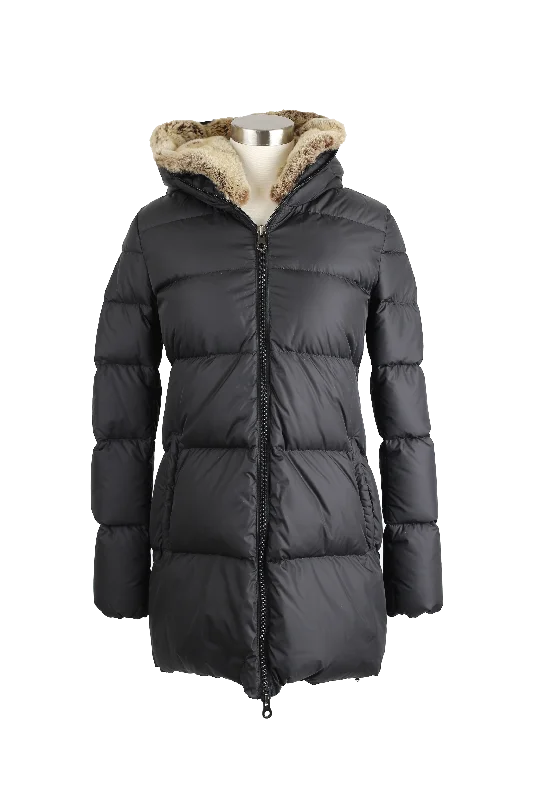 Sale For Women Quilted Down Puffer Coat W/ Fur Hood