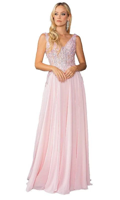 New Arrival Discounts Dancing Queen 4446 - Sequin Lace V-Neck Prom Gown