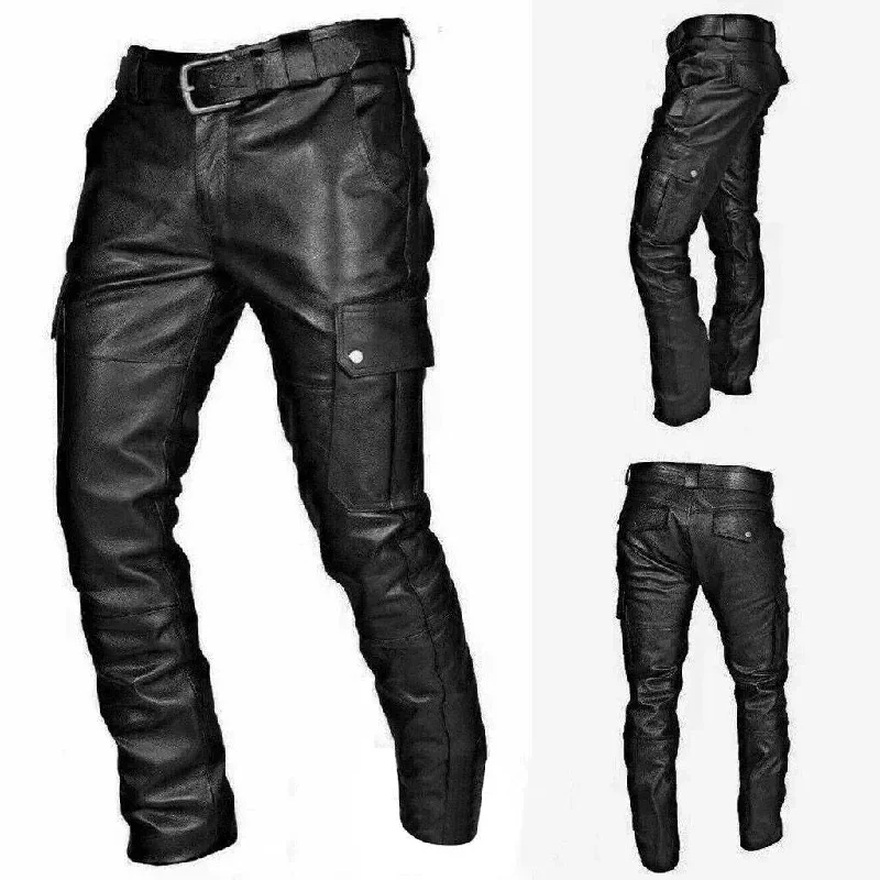 Women's Evening Wear Black Leather Pants For Men