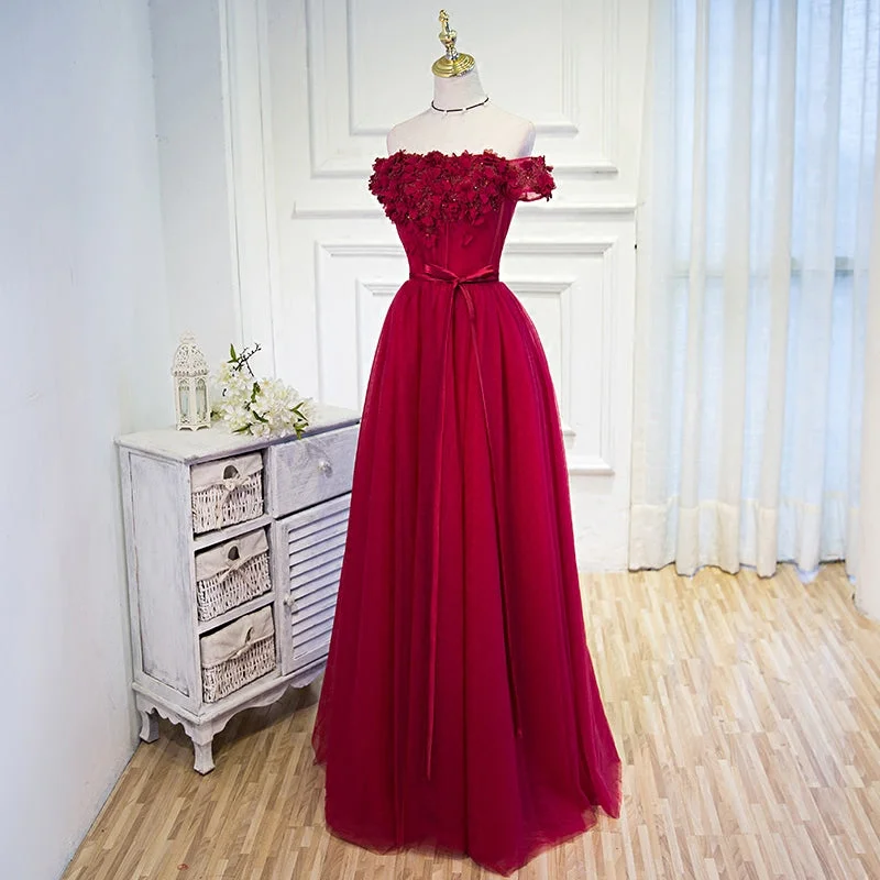 Women's Stylish Outdoor Outfit A line tulle long prom gown, evening dress, formal dresses  7816