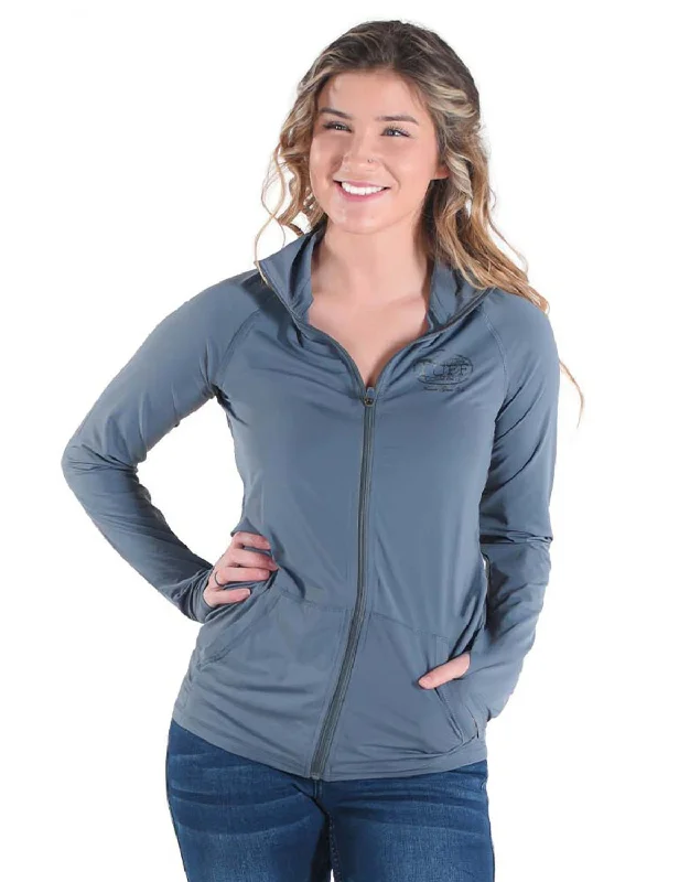 Women's Professional Attire Cowgirl Tuff Womens Cooling UPF Steel Gray Nylon Softshell Jacket