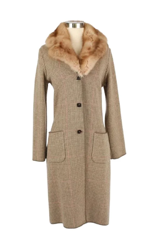 Classic Women's Clothing Styles Cashmere Fur Collar Dress Coat