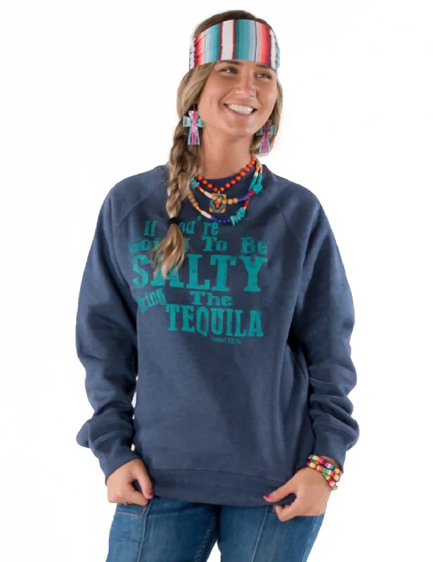 Women's Attire Cowgirl Tuff Womens Salty Tequila Navy Poly/Rayon Sweatshirt