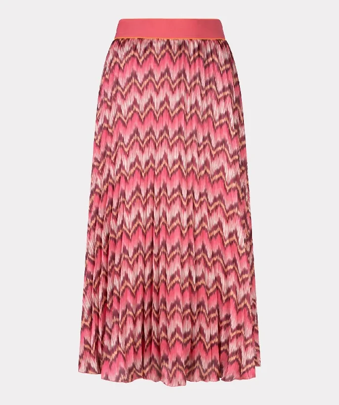 Women's Clothing For Casual Outings Zig Zag Midi Skirt In Pink Multi