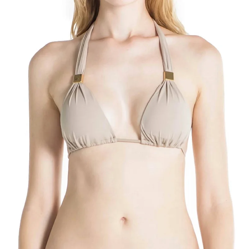 Stylish Women's Outerwear Apparel Nina Halter Bikini Top With Pads In Camel