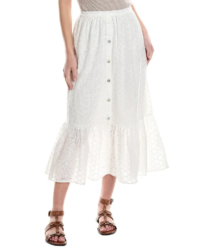 Women's Comfortable Clothes For Weekends Central Park West Agnes Eyelet Midi Skirt